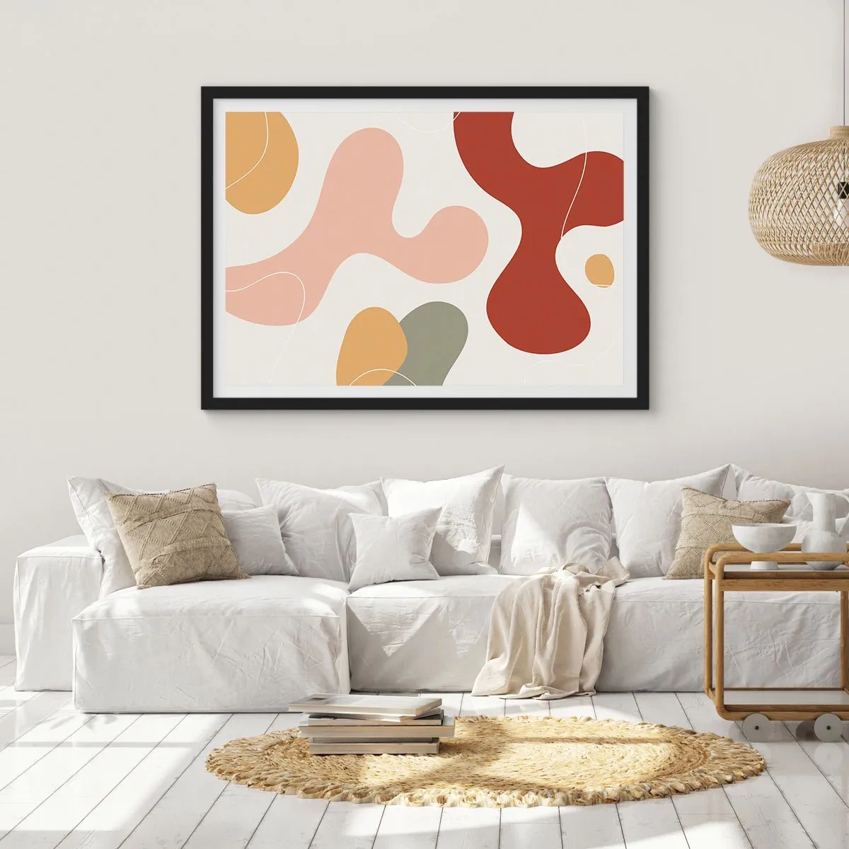 Poszter fehér keretben - Pöttyök vagy hullámok? - 70x50 cm