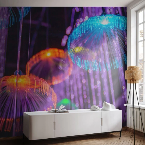 Fotótapéta Premium Canvas - Világító szökőkút - Neon, Lámpák, Fényerő - 250x175 cm