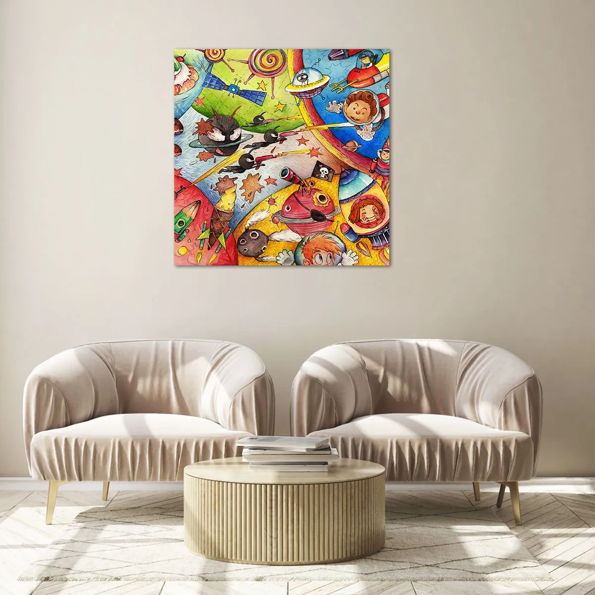 Üveg kép - Nagy űrkaland - 70x70 cm