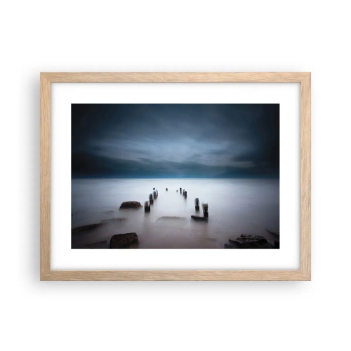 Poszter világos tölgy keretben - Töprengő tó - 40x30 cm