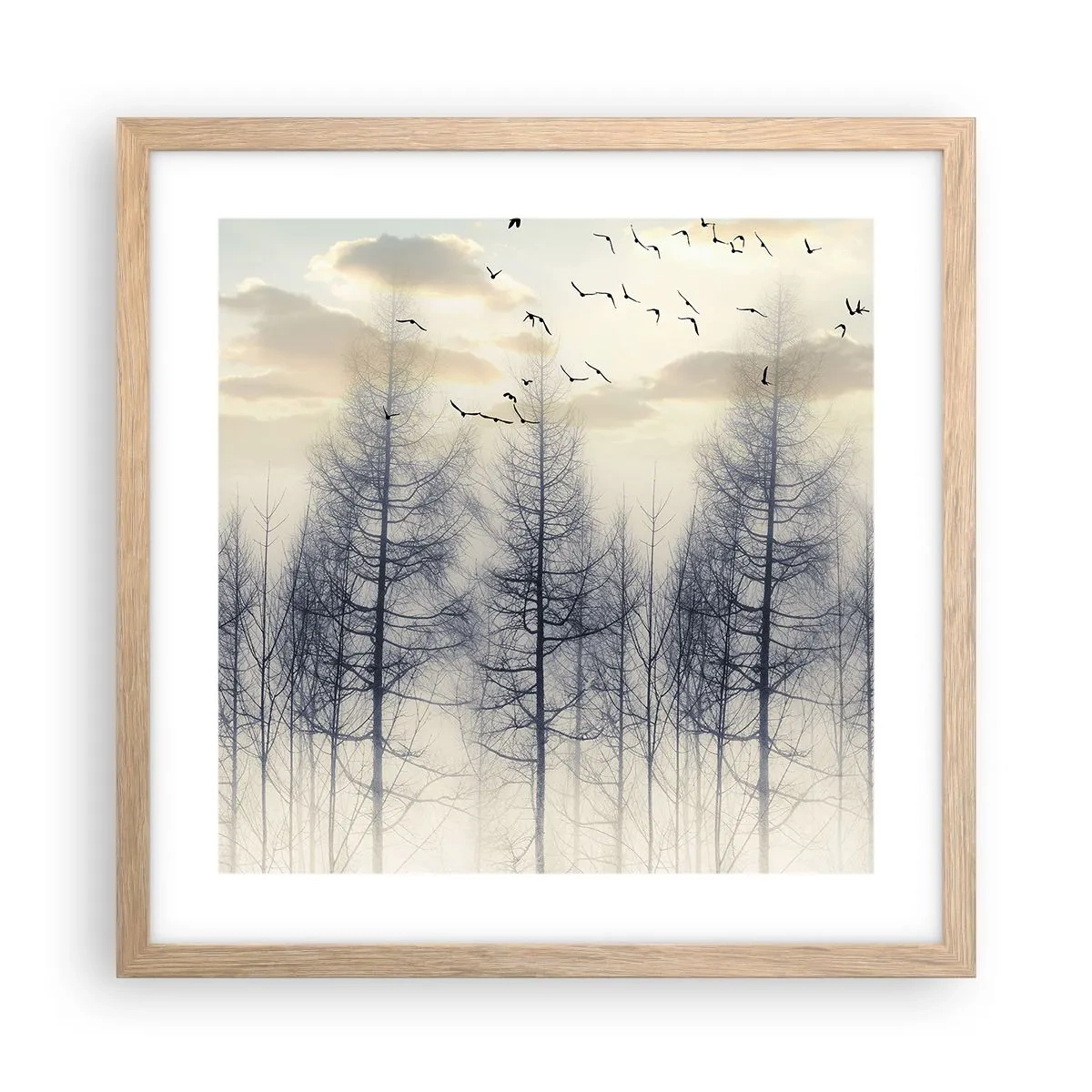 Poszter világos tölgy keretben - Erdei szellemek - 40x40 cm