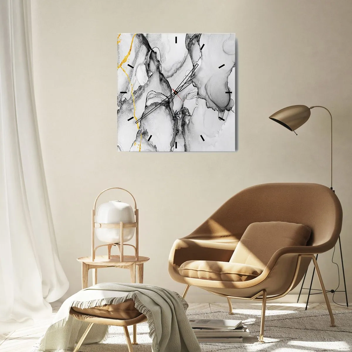 Falióra, Óra - Arany motívumú kompozíció - 30x30 cm