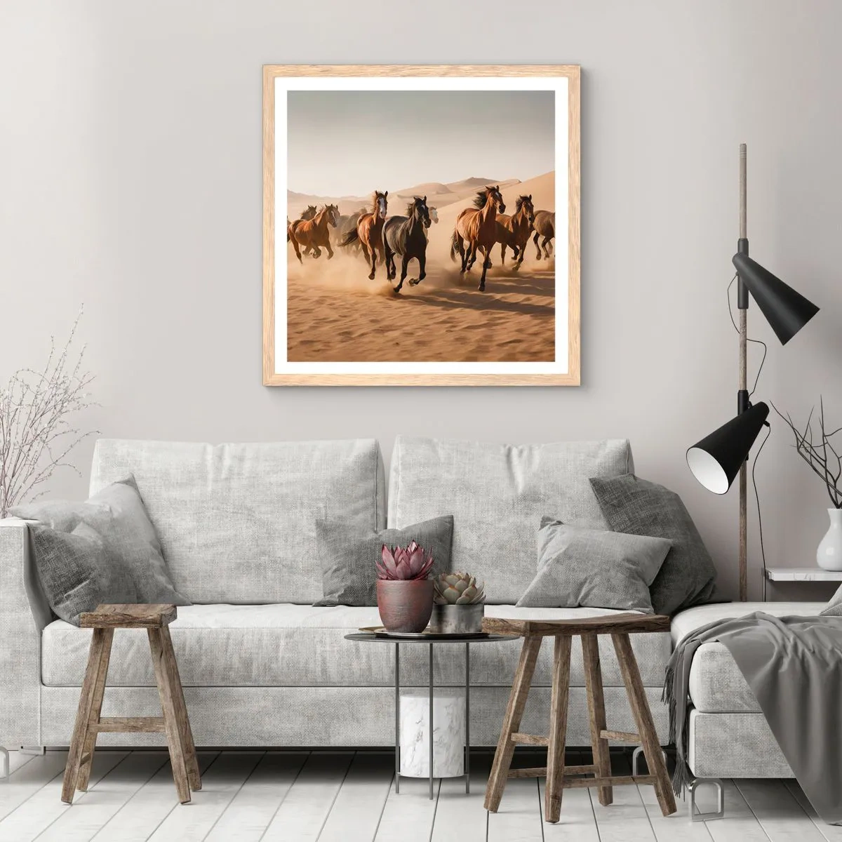 Poszter világos tölgy keretben - Szabad, mint a szél - 60x60 cm