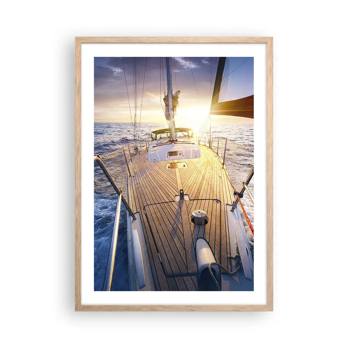 Poszter világos tölgy keretben - Futás a hullámokon - 50x70 cm