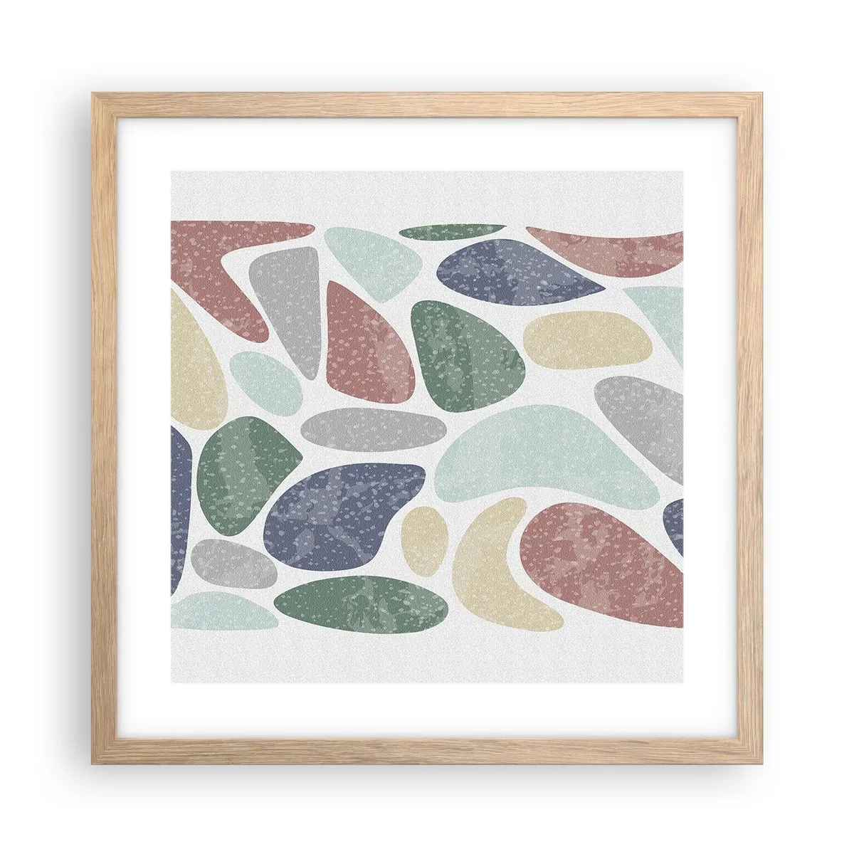 Poszter világos tölgy keretben - Mozaik púderes színekből - 40x40 cm
