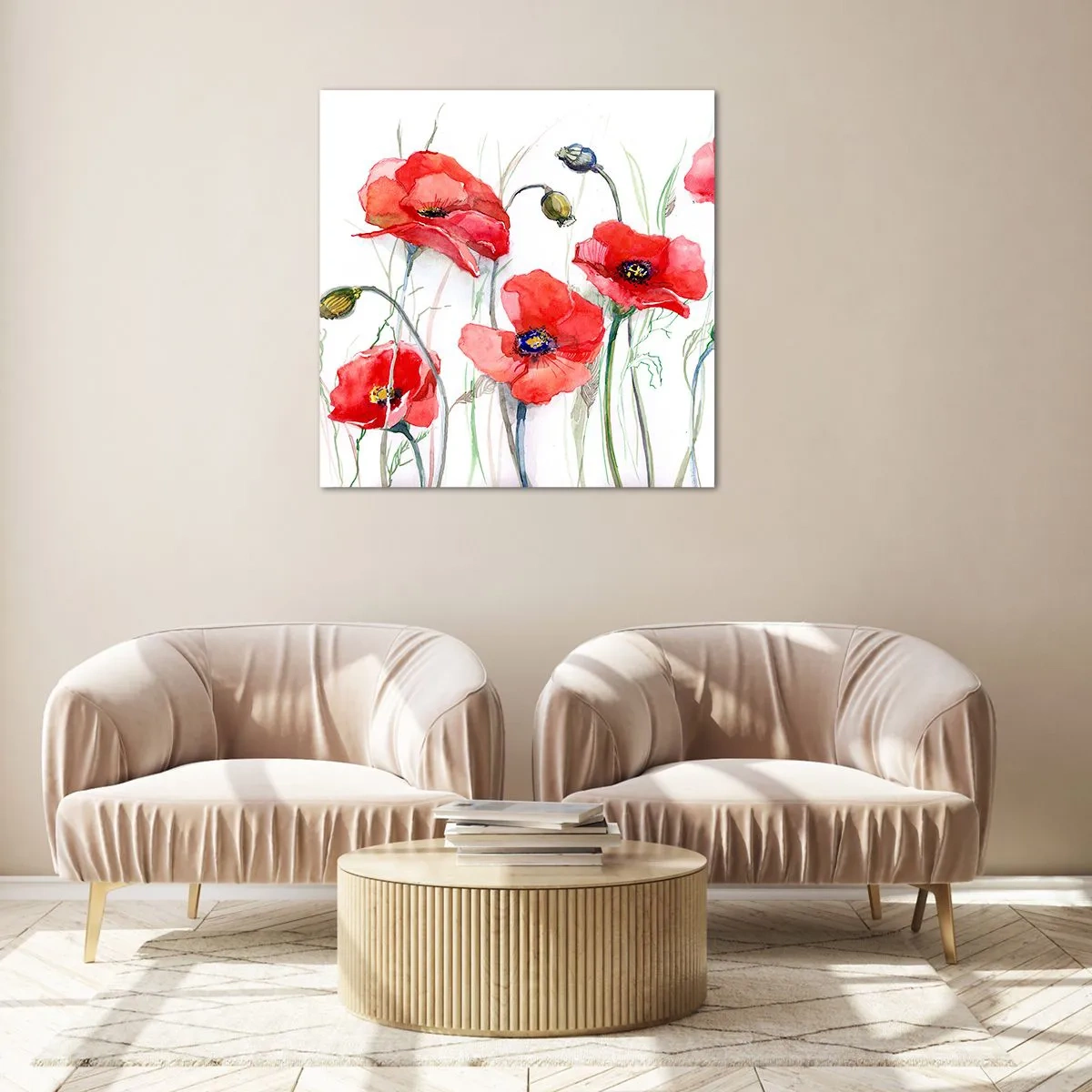 Üveg kép - Lengyel virágok - 60x60 cm