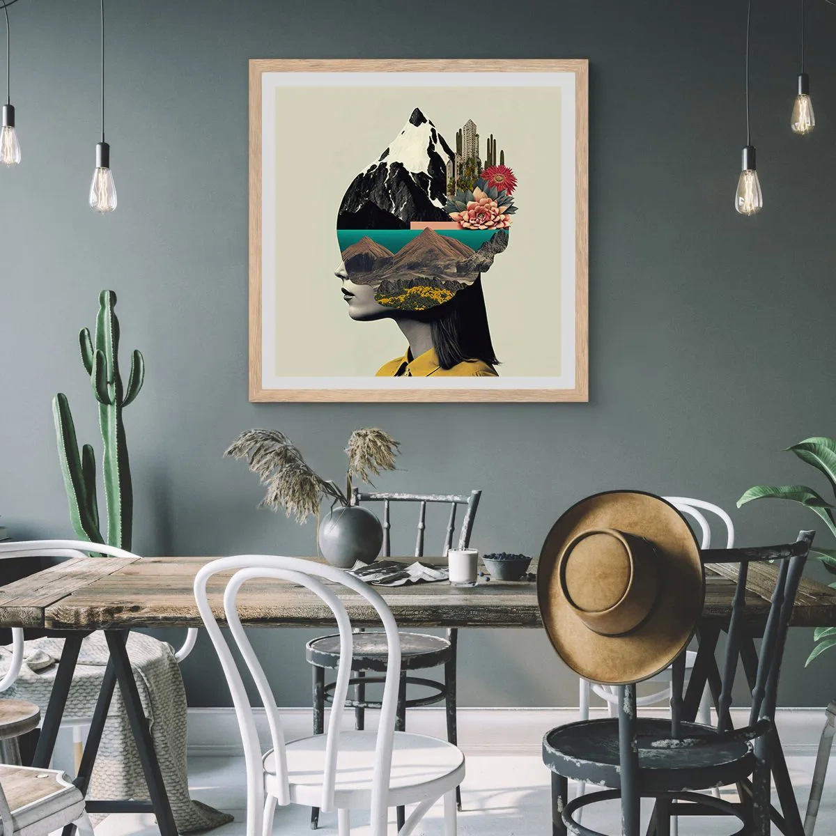 Poszter világos tölgy keretben - Nő - mindig rejtély - 60x60 cm