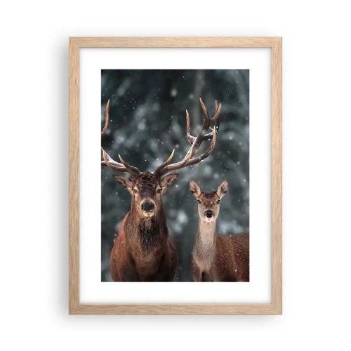 Poszter világos tölgy keretben - Az erdő ura a feleségével - 30x40 cm