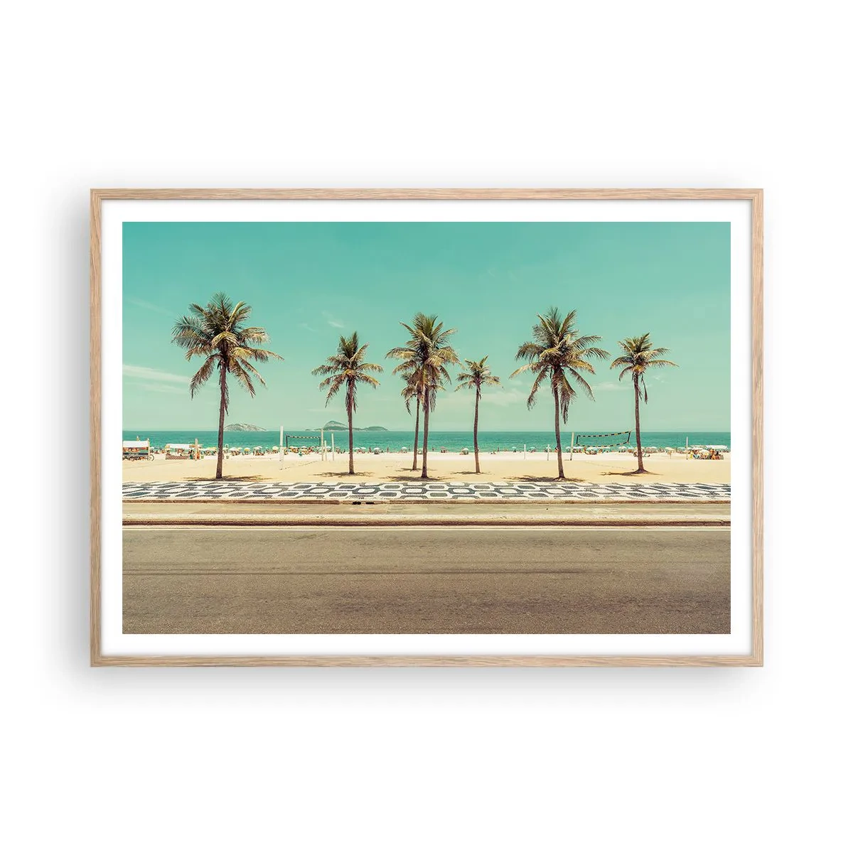 Poszter világos tölgy keretben - A tengerparton - 100x70 cm