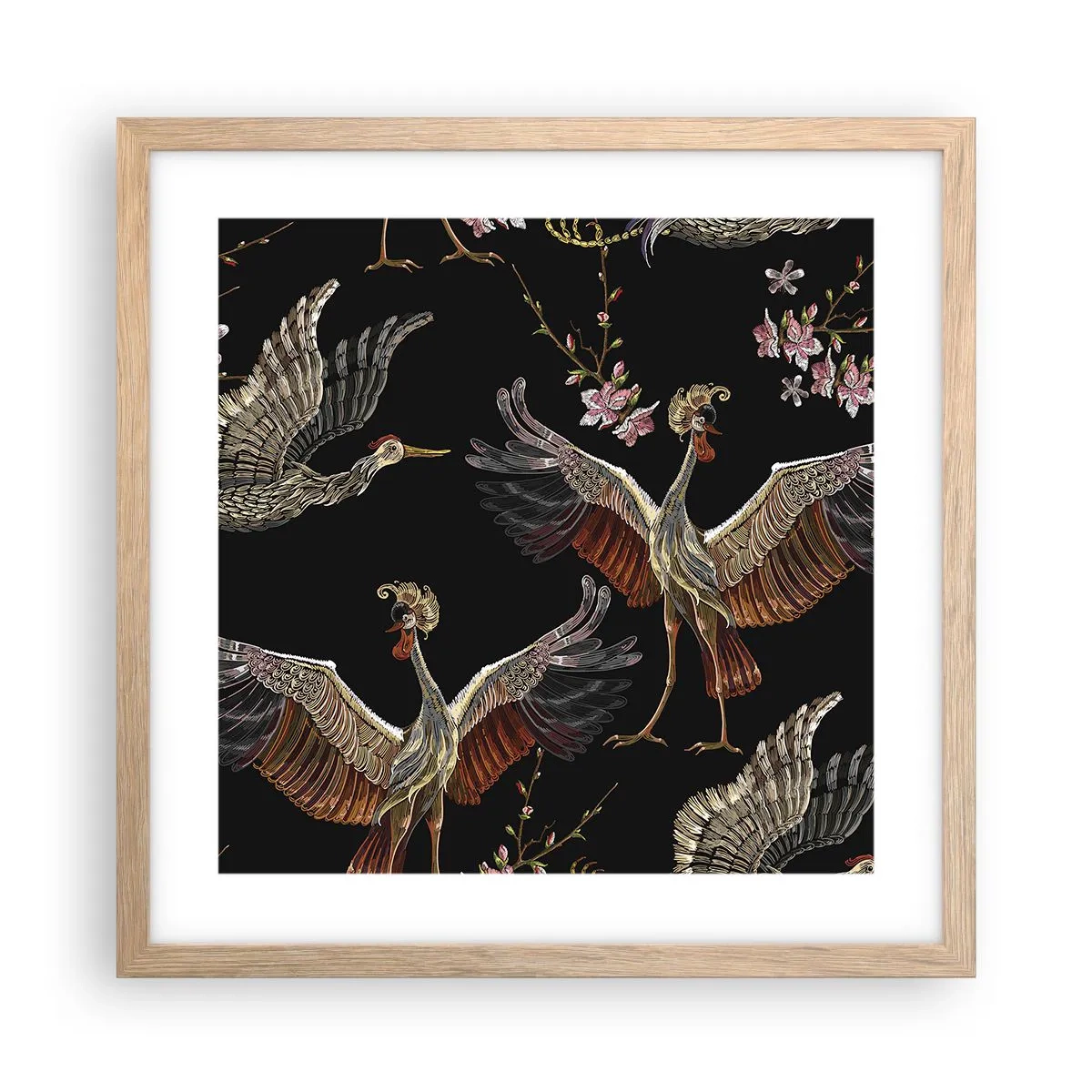 Poszter világos tölgy keretben - Mesebeli madár - 40x40 cm