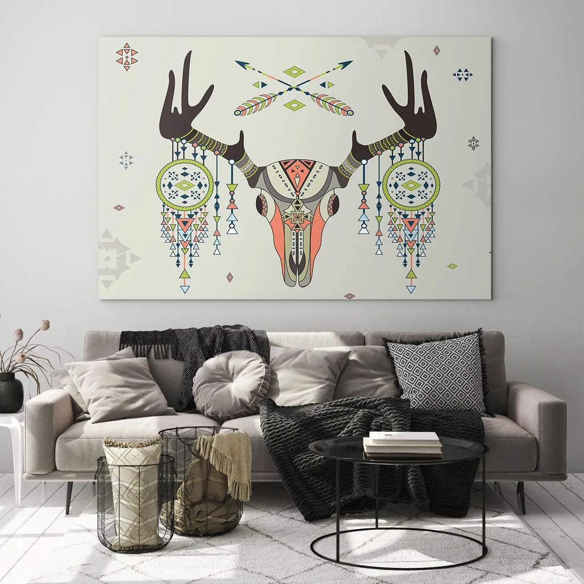 Üveg kép - Indiai vadász trófeája - 120x80 cm