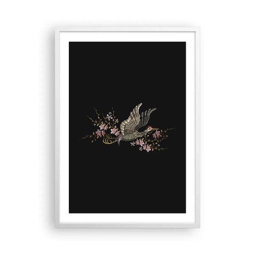 Poszter fekete keretben - Egzotikus hímzett madár - 50x70 cm