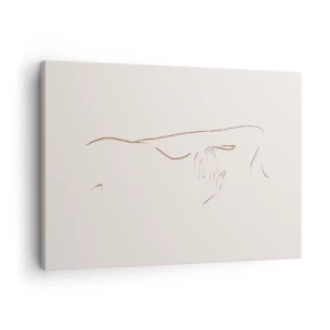 Vászonkép - Egy sziluett finom vonalas rajza világos háttér előtt - 70x50cm - A vágy alakja - Modern fali dekoráció nappalihoz és hálószobához ARTTOR