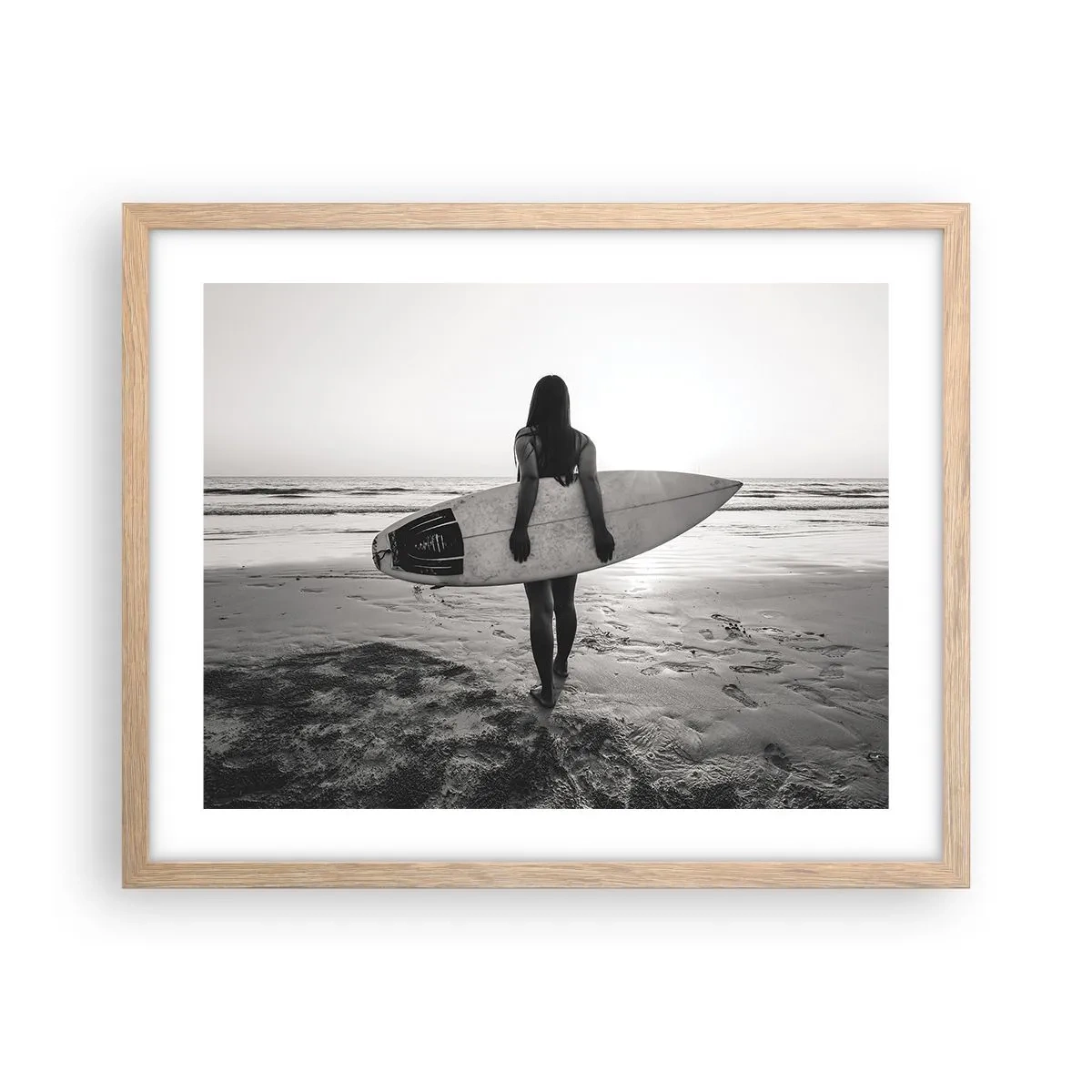 Poszter világos tölgy keretben - Tengeri hullámok lánya - 50x40 cm