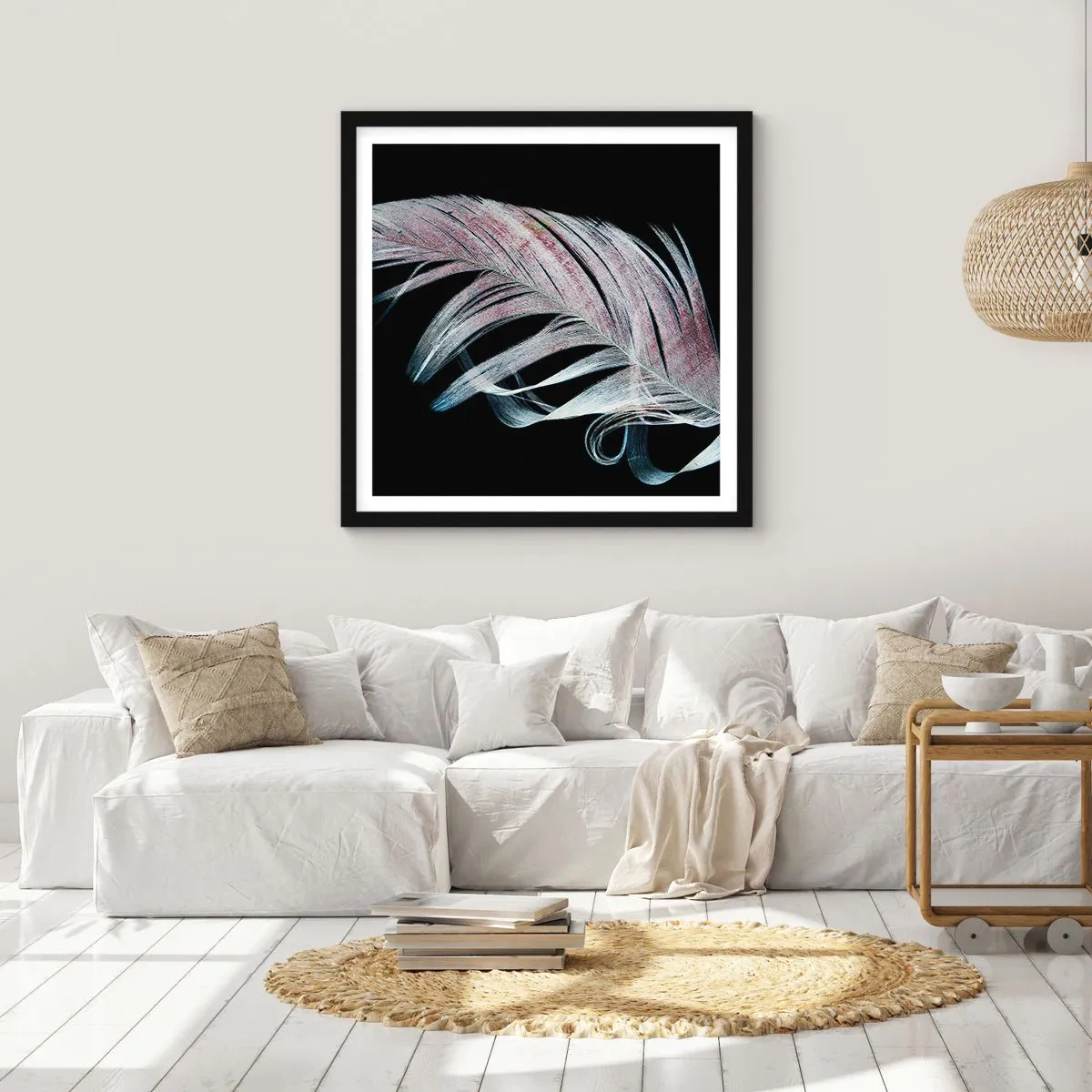 Poszter fehér keretben - Gondolj az érintésre - 50x50 cm