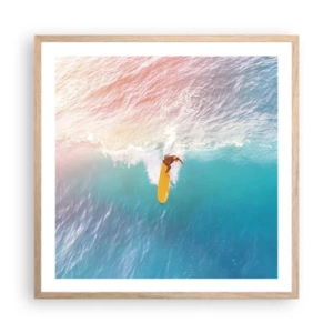 Poszter világos tölgy keretben - Az óceánlovas - 60x60 cm