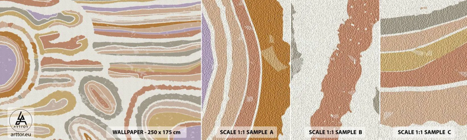 Fotótapéta Minta Öntapadós Deluxe Sticker - Színes keresztmetszetek - Pasztell, Boho, Minimalista - 100x30 cm