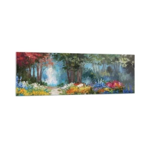 Üveg kép - Erdei kert, virágos erdő - 160x50 cm