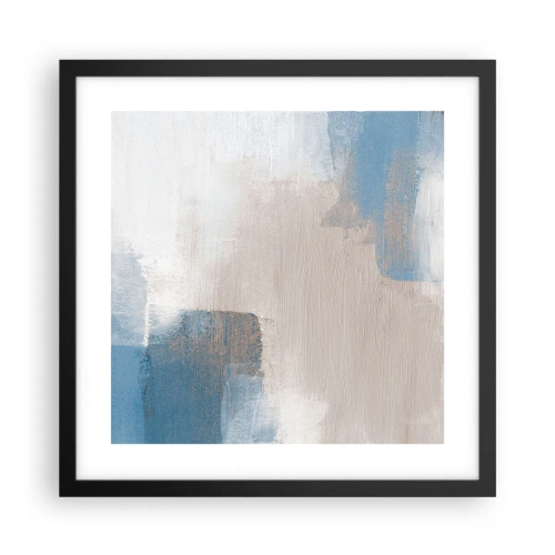 Poszter fehér keretben - Rózsaszín absztrakció egy kék fátyol mögött - 40x40 cm