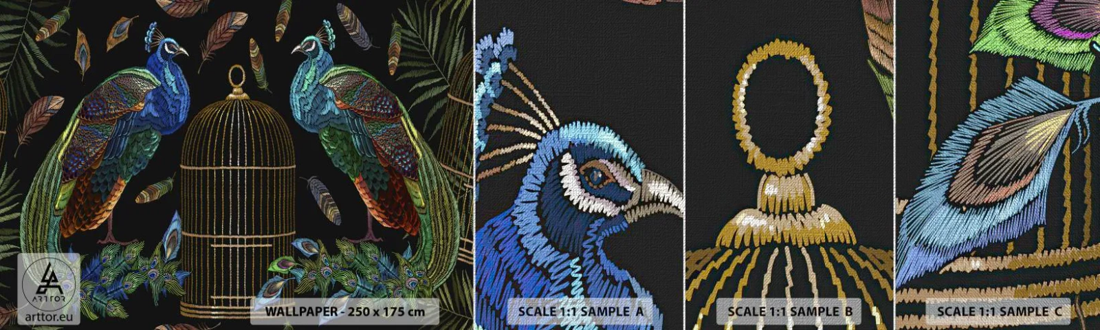 Fotótapéta Minta Premium Canvas - Királyi köntösben - Absztrakció, Páva, Pávatoll - 100x30 cm