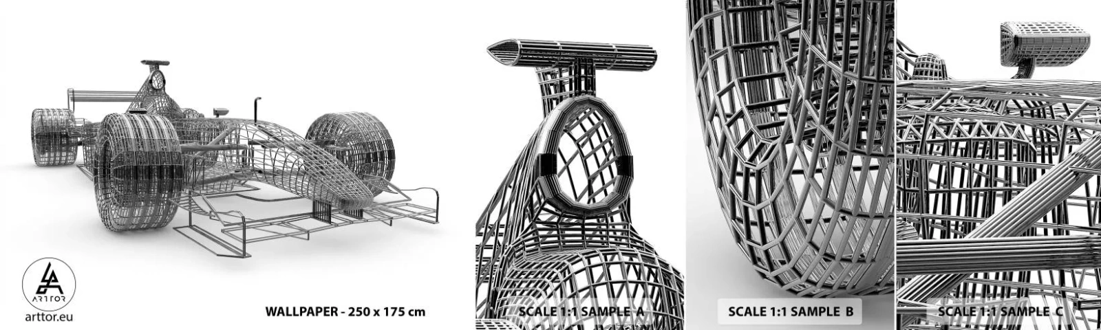 Fotótapéta Minta Standard Eco - Tökéletes tervezés - a lendület ötlete - 3D, Versenyautó, Grafika - 100x30 cm