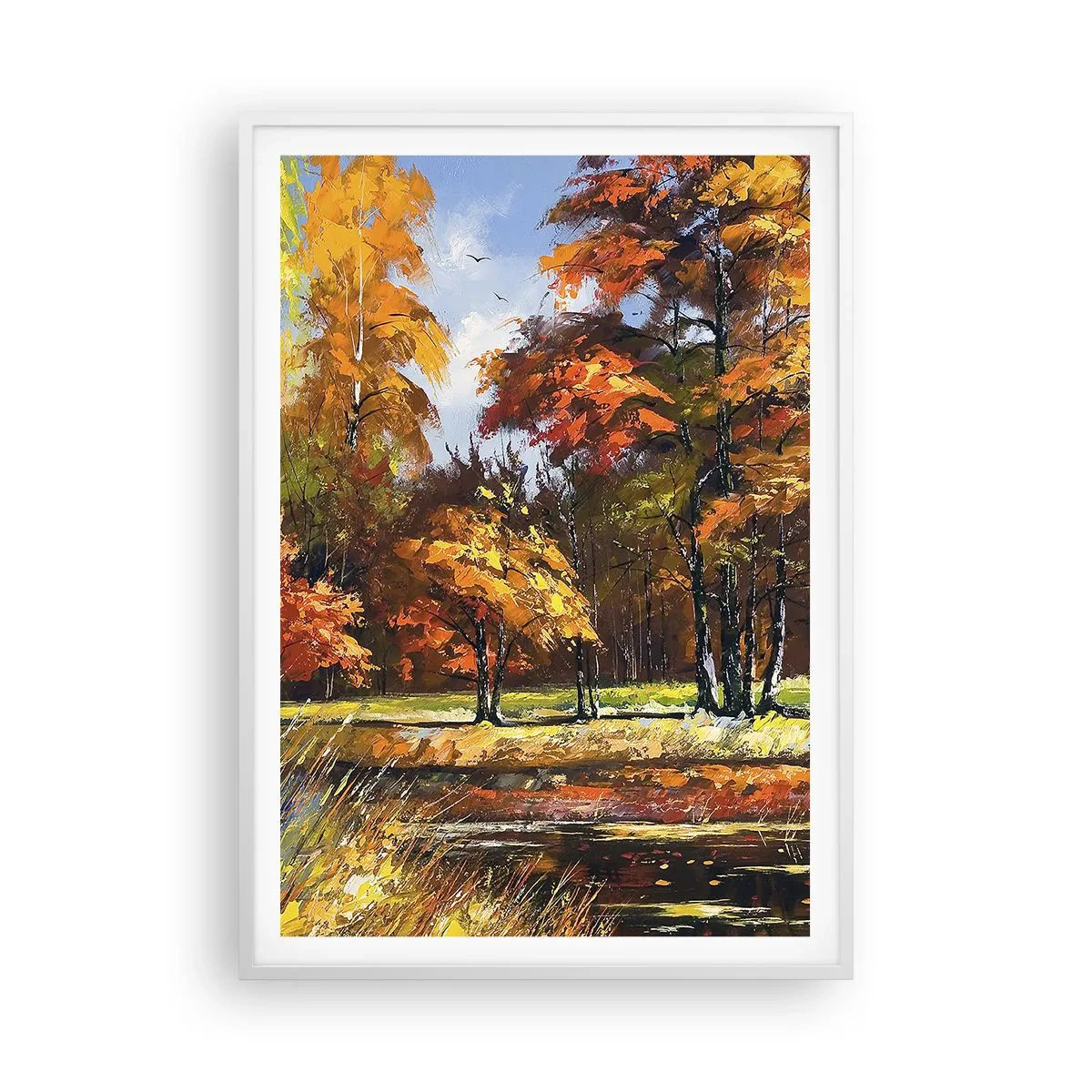 Poszter fekete keretben - Tájkép aranyban és bronzban - 70x100 cm