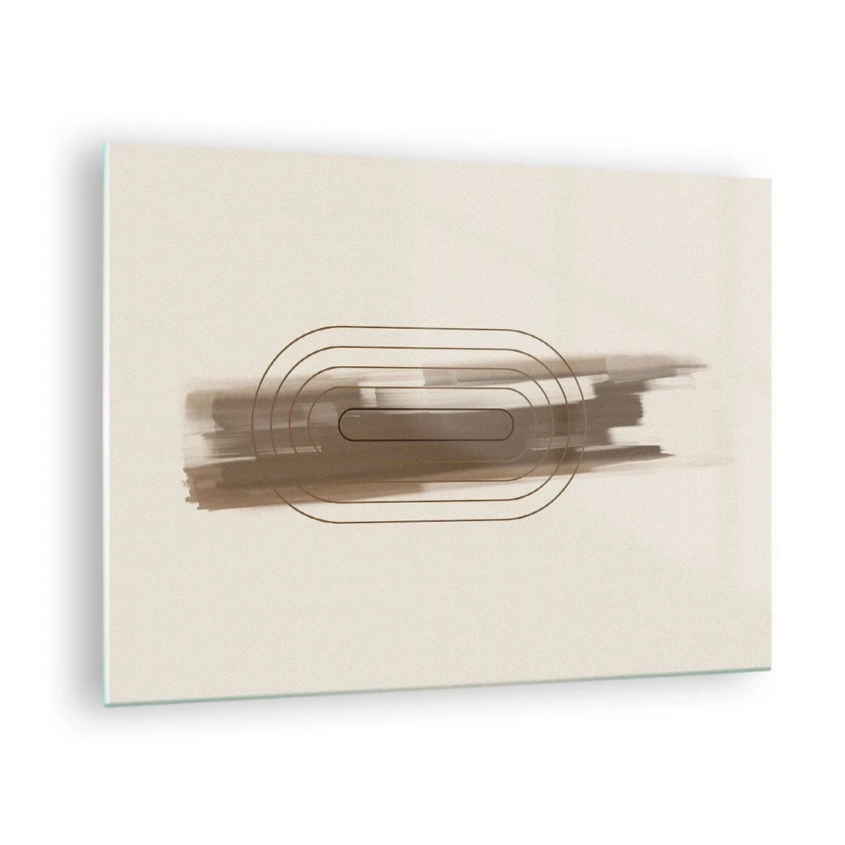 Üveg kép - Barna árnyalatú absztrakció minimalista mintával - 70x50cm - Szürke fuvallat - Modern fali dekoráció nappalihoz és hálószobához ARTTOR