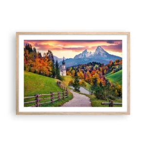 Poszter világos tölgy keretben - Tájképszerű festmény - 70x50 cm
