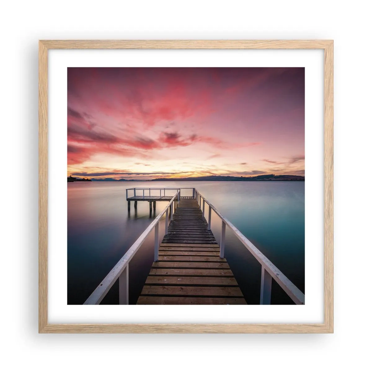 Poszter világos tölgy keretben - Az este szelíd lángja - 50x50 cm