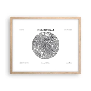 Poszter világos tölgy keretben - Birmingham anatómiája - 50x40 cm