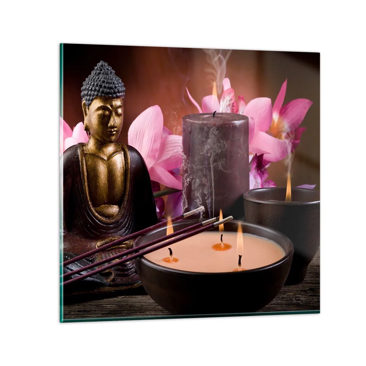 Üveg kép - Megtisztítani az elmét, megnyugtatni a testet - 30x30 cm