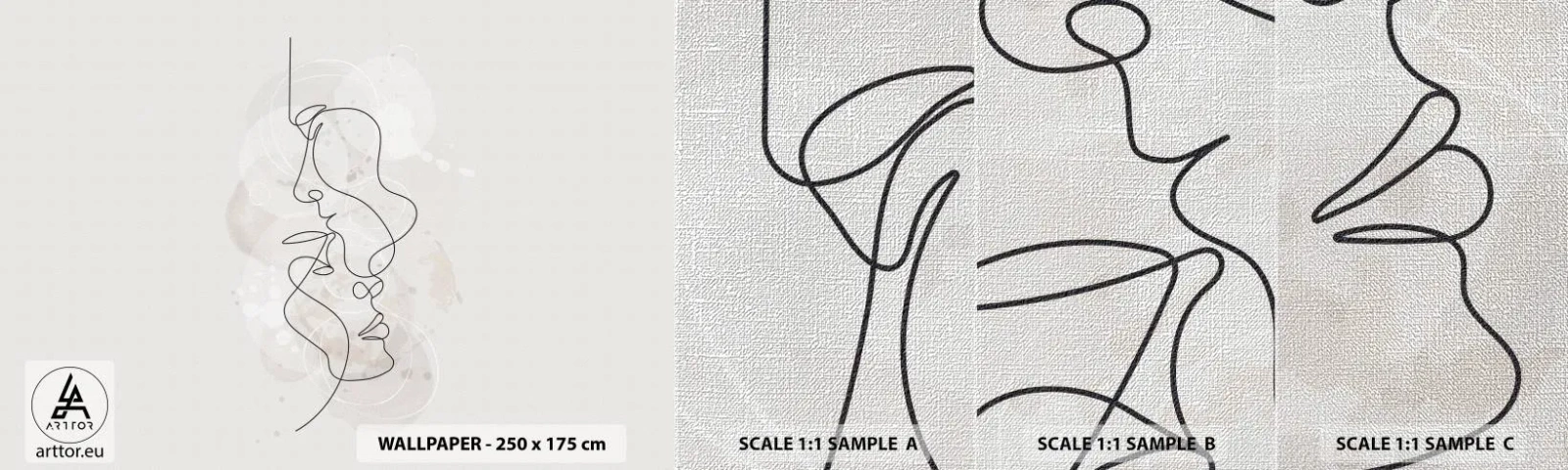 Fotótapéta Minta Premium Canvas - Ölelésbe gabalyodva - Absztrakció, Férfi, Nő - 100x30 cm