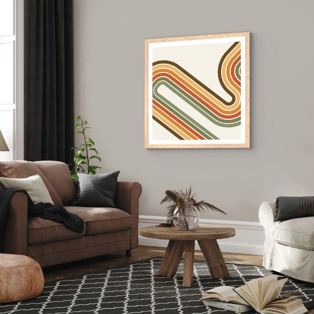 Poszter világos tölgy keretben - Cikkcakkban a célba - 50x50 cm