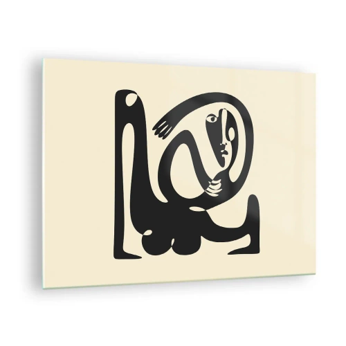 Üveg kép - Absztrakt portré Picassóra emlékeztető stílusban - 70x50cm - Majdnem Picasso - Modern fali dekoráció nappalihoz és hálószobához ARTTOR