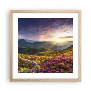 Poszter világos tölgy keretben - A Hegyi reggeli frissesség - 40x40 cm