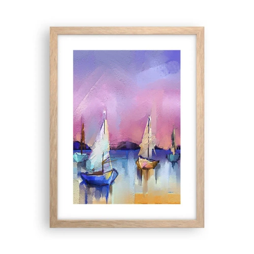 Poszter világos tölgy keretben - Irány: széles vizek - 30x40 cm