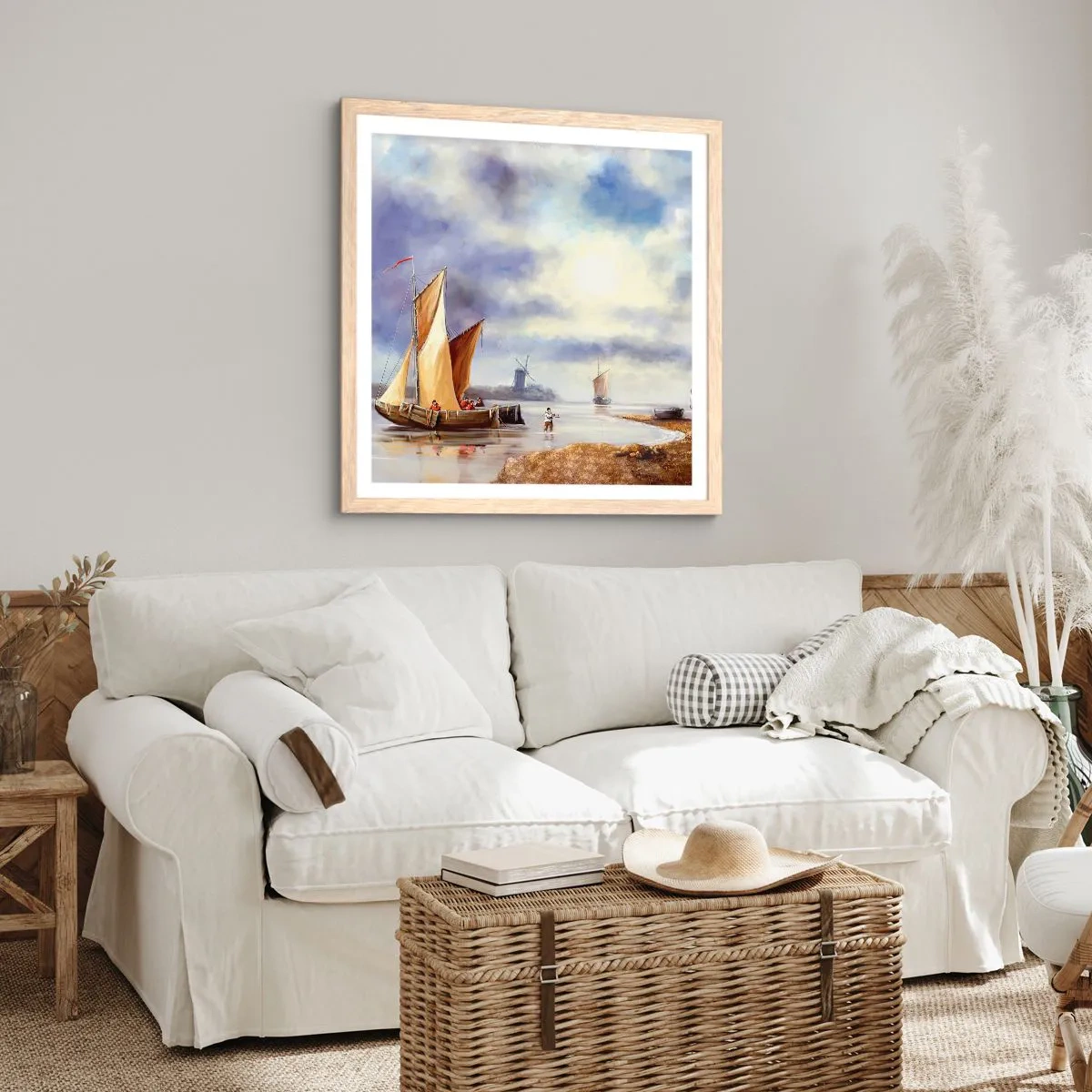 Poszter világos tölgy keretben - A tengerészek visszatérése - 50x50 cm