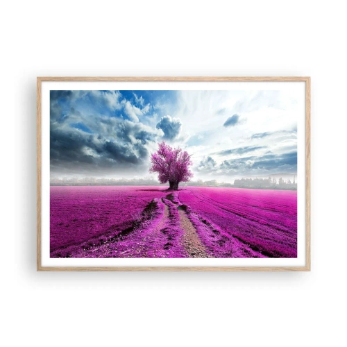 Poszter világos tölgy keretben - Csarab mező - szentély - 100x70 cm