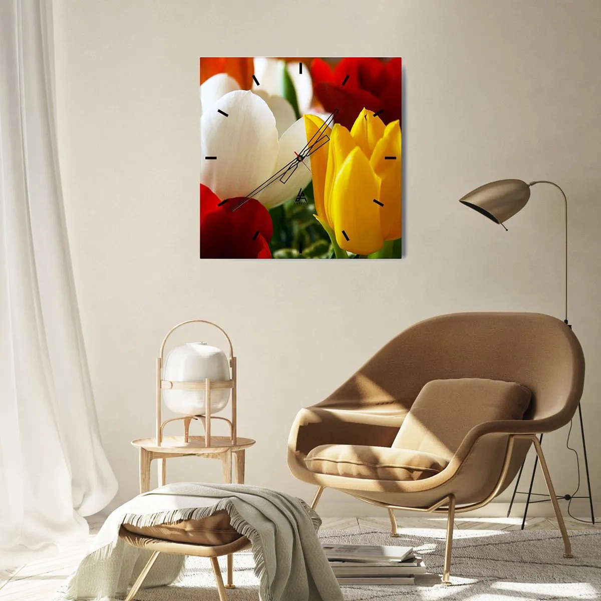 Falióra, Óra - Tulipán láz - 30x30 cm