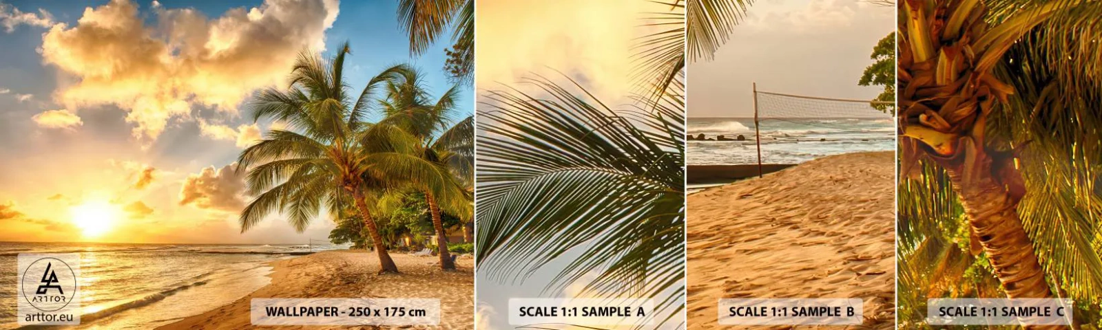 Fotótapéta Minta Standard Eco - Örök nyár, mindig vakáció - Tájkép, Strand, Kókuszpálma - 100x30 cm