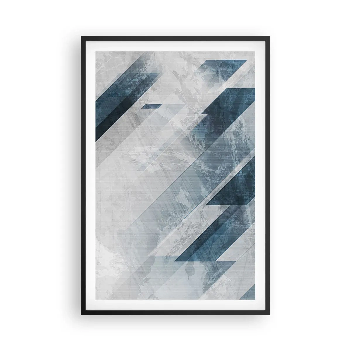 Poszter fehér keretben - Térkompozíció - szürke mozgás - 61x91 cm