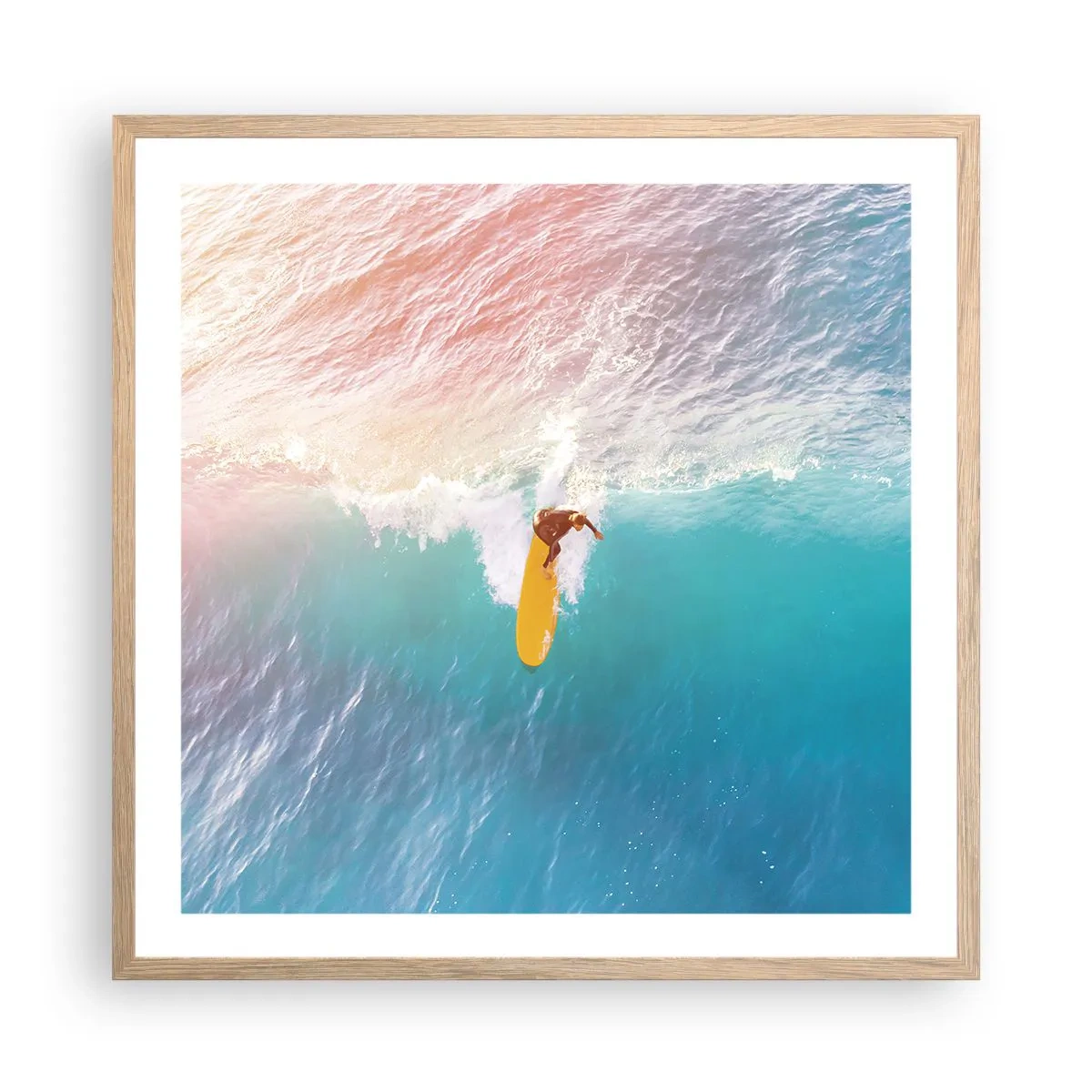 Poszter világos tölgy keretben - Az óceánlovas - 60x60 cm