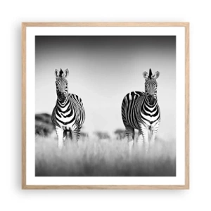 Poszter világos tölgy keretben - A világ mégis fekete-fehér - 60x60 cm