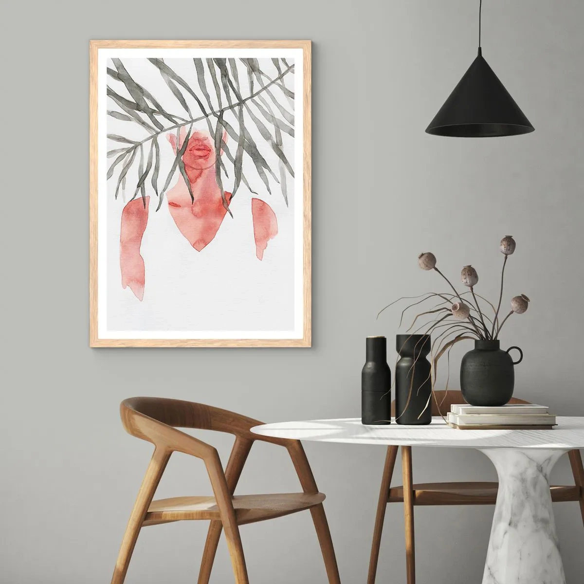 Poszter világos tölgy keretben - A trópusok hölgye - 61x91 cm