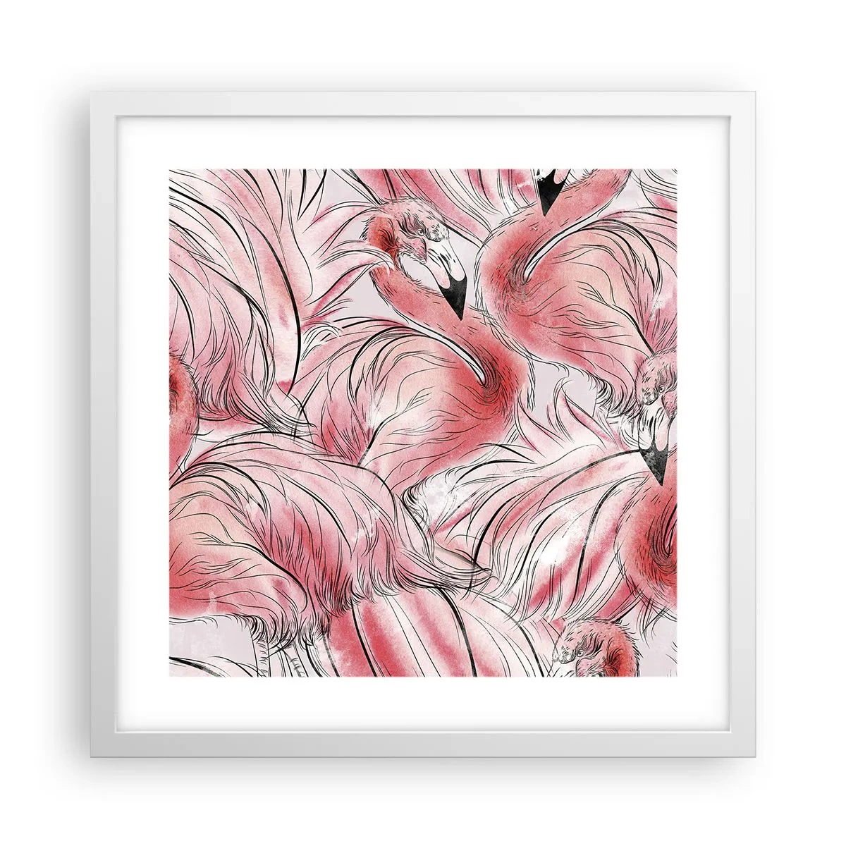 Poszter fekete keretben - Madári corps de ballet - 40x40 cm