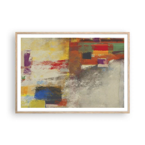 Poszter világos tölgy keretben - Színgeometria - 100x70 cm