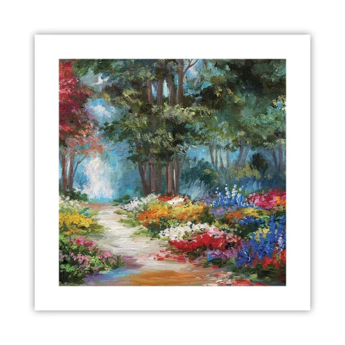 Poszter - Erdei kert, virágos erdő - 40x40 cm