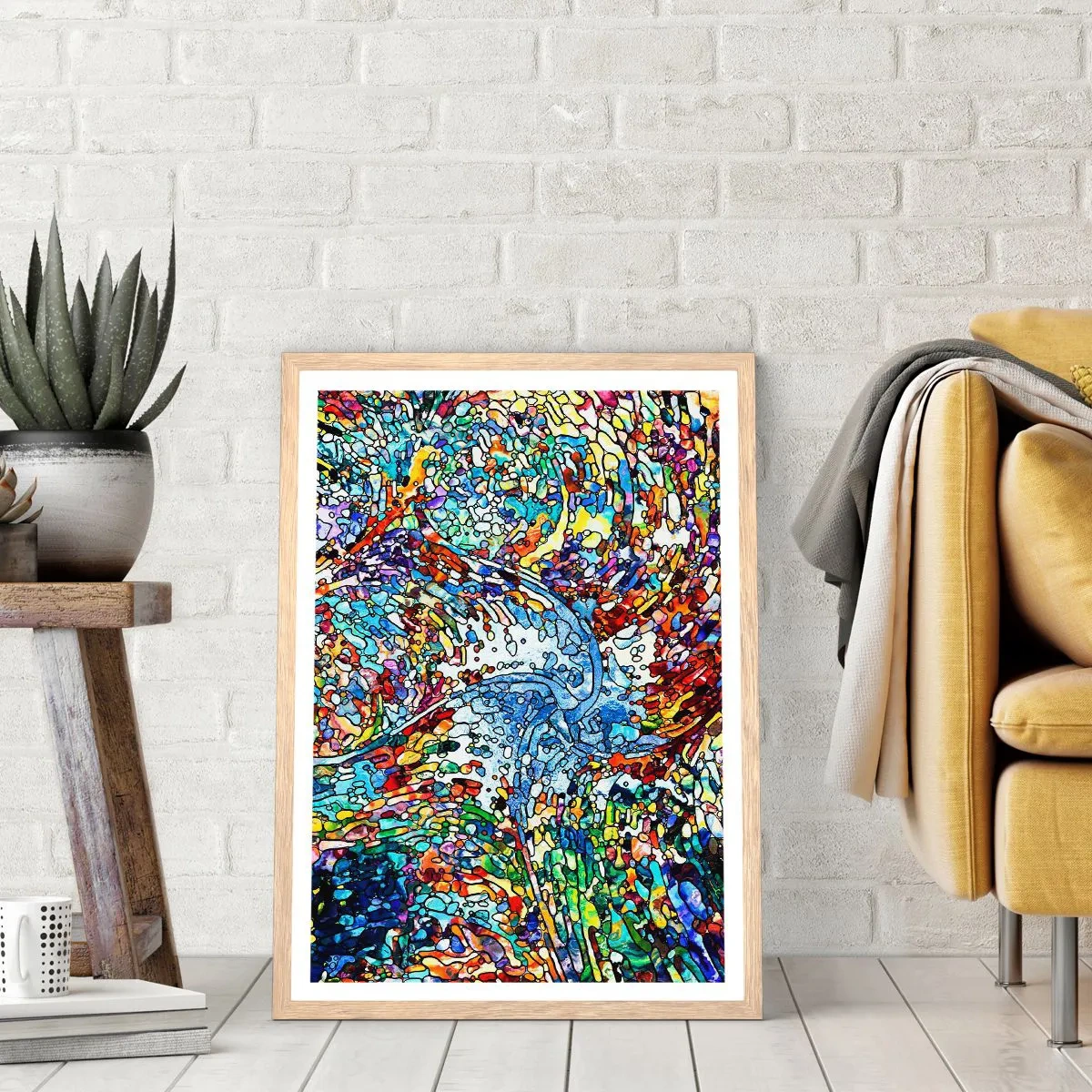 Poszter világos tölgy keretben - Cseppes ólomüveg - 70x100 cm