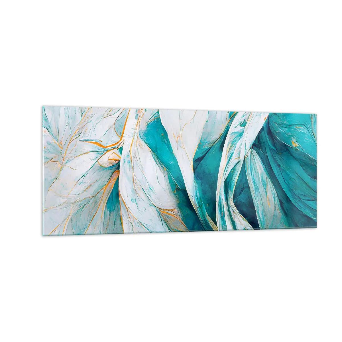 Üveg kép - Kék absztrakció arany motívummal - 100x40 cm