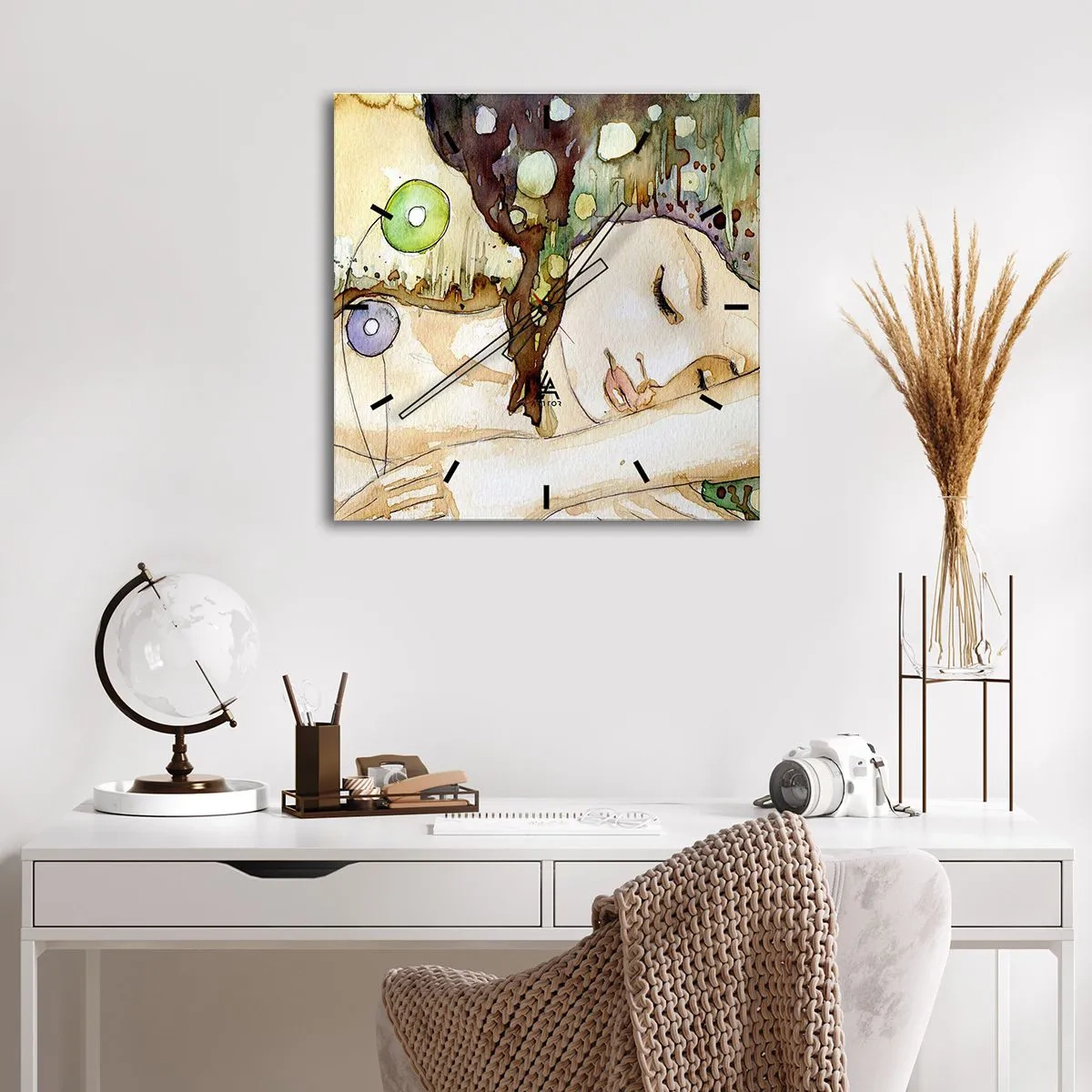 Falióra, Óra - Smaragd-ibolya álom - 40x40 cm